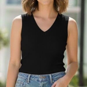 Ann Taylor LOFT Black Sleeveless Tank Top Size Medium Petite